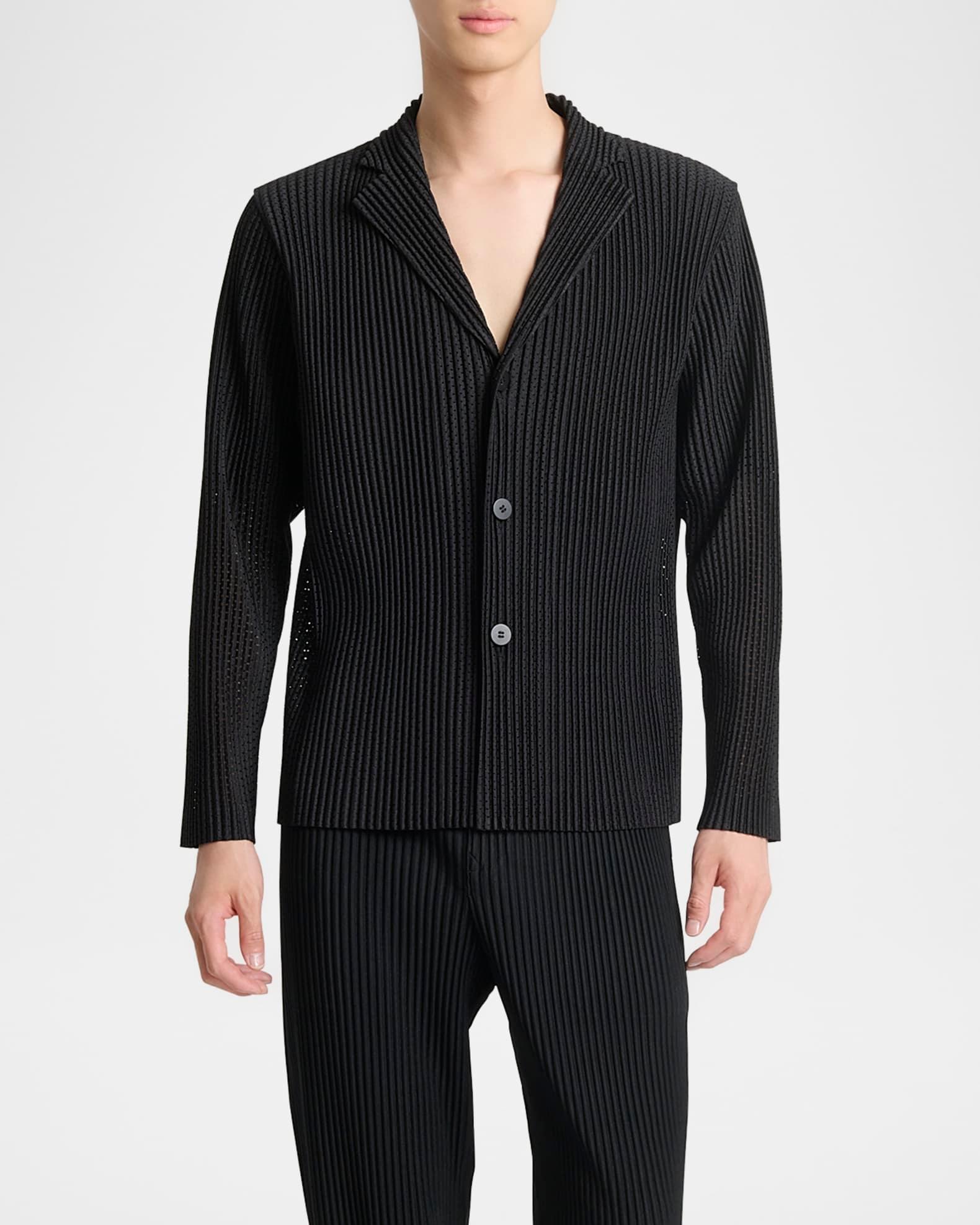 Men's Pleated Mesh Blazer Product Image
