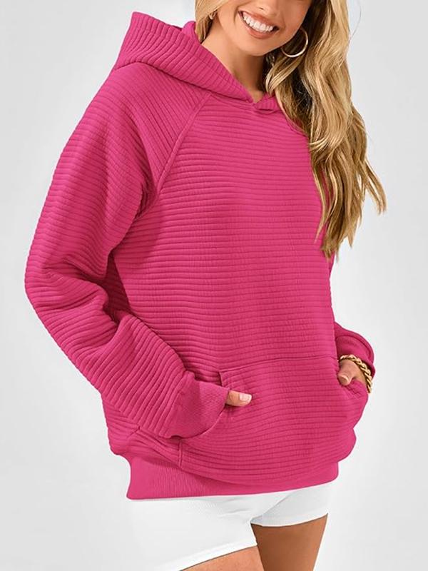 Hooded Long Sleeves Pockets Solid Color Split-Joint Hoodies Tops Product Image