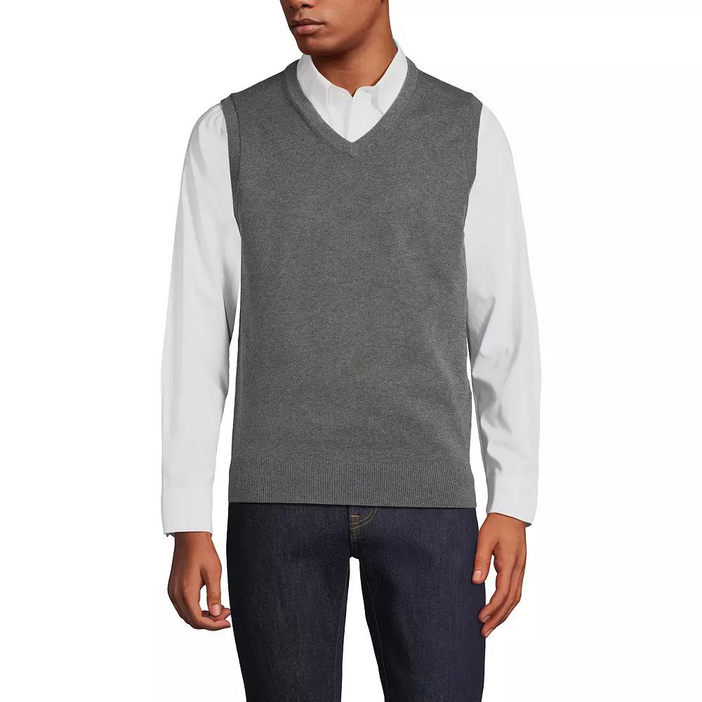 Men's Lands' End Fine Gauge Cotton Sweater Vest,  Product Image