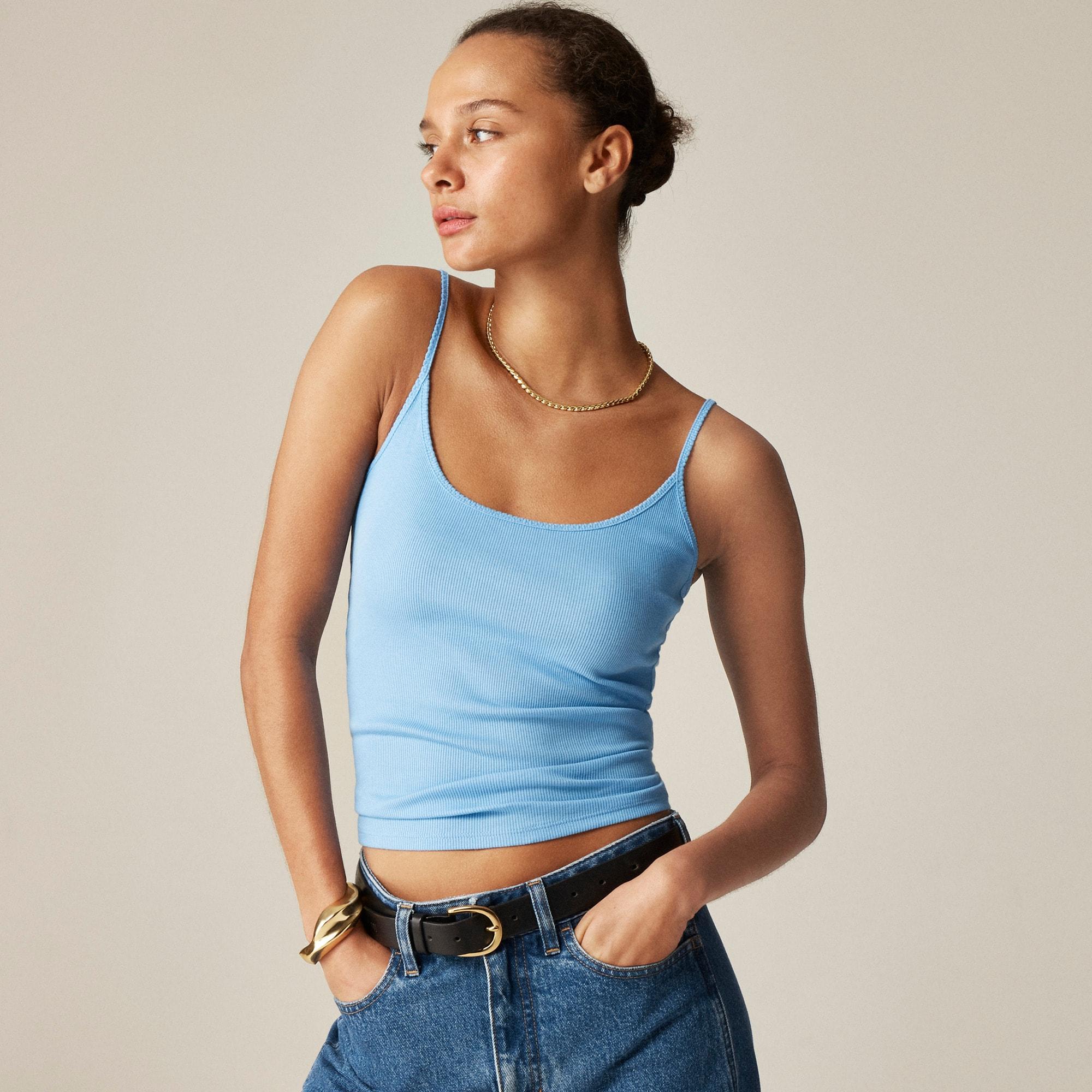 Fine rib camisole in stripe Product Image