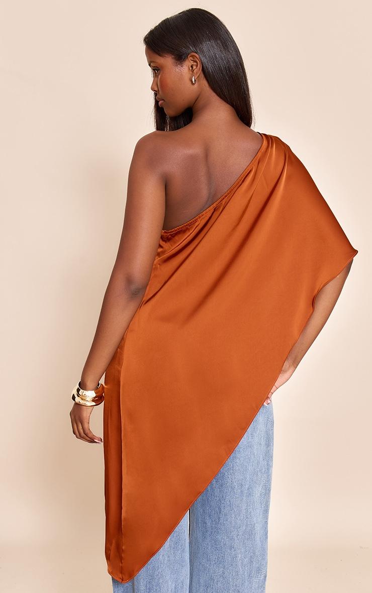 Burnt Orange Satin Floaty Long Top Product Image