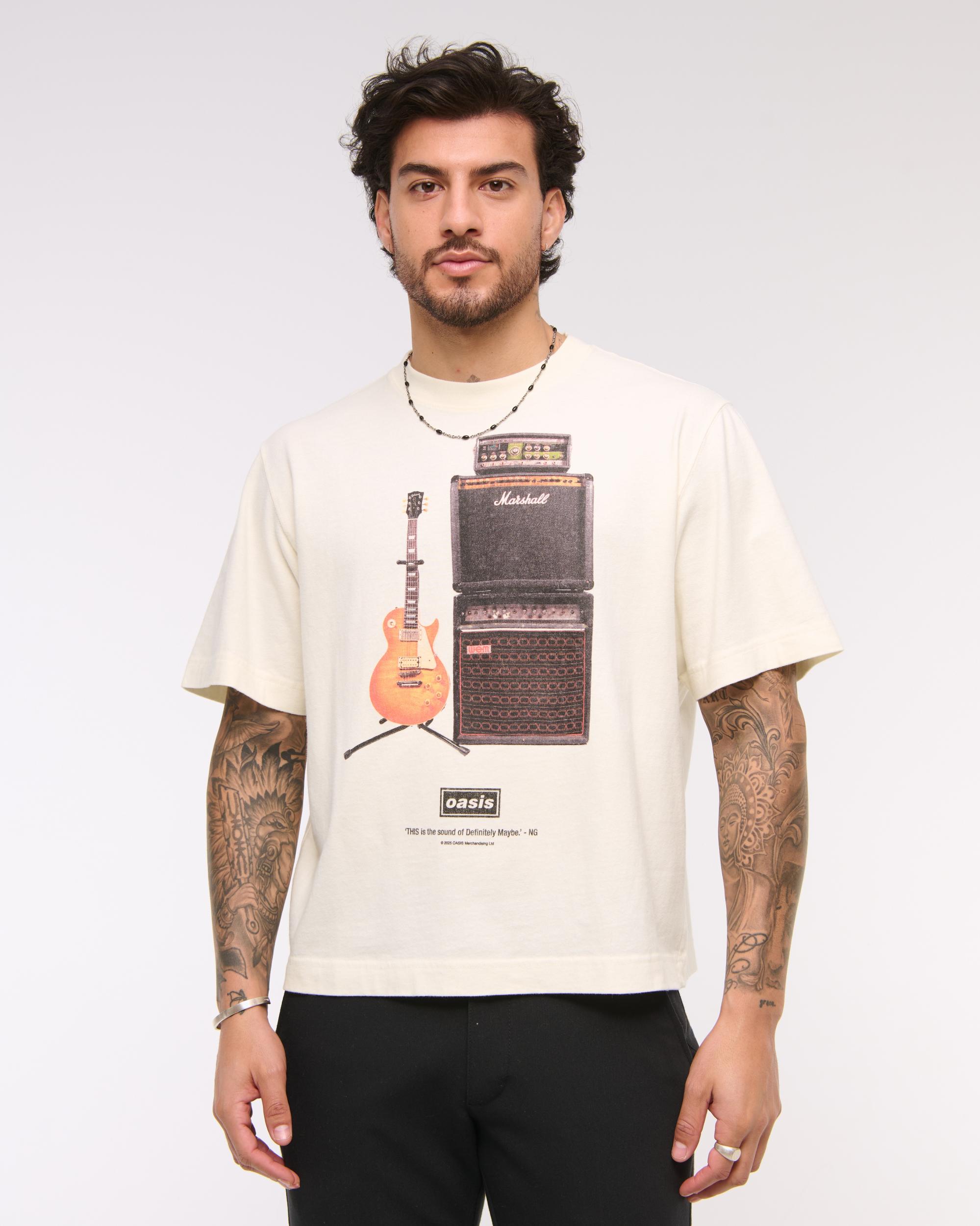 Oasis Vintage-Inspired Cropped Graphic Tee Product Image