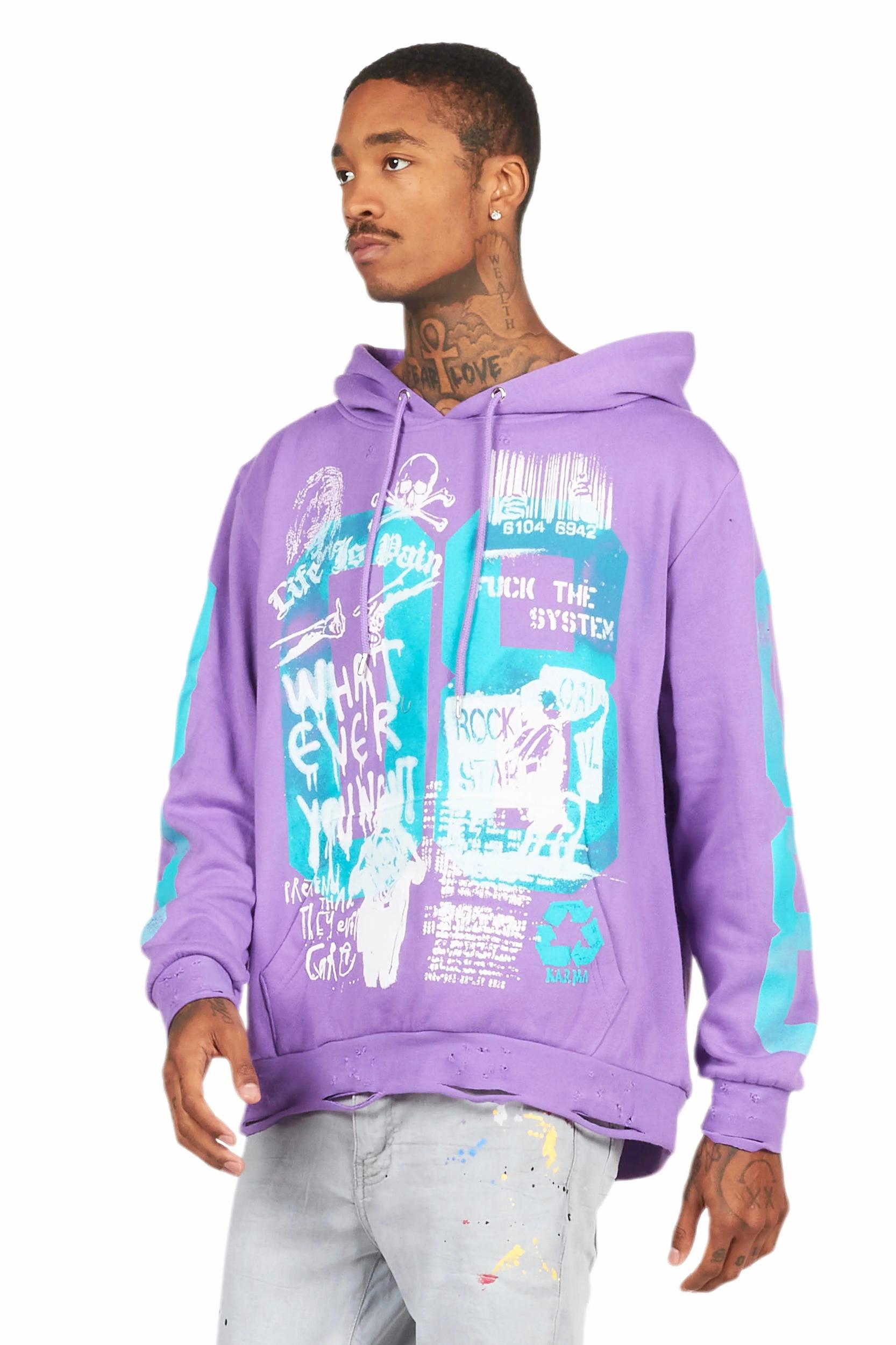 Grill Purple Graphic Hoodie Male Product Image