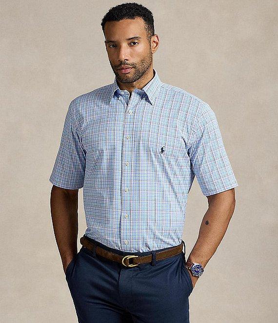 Polo Ralph Lauren Big & Tall Classic Fit Plaid Performance Stretch Short Sleeve Twill Woven Shirt Product Image