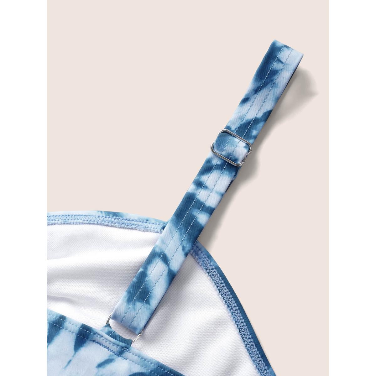 Plus Size Heart Neckline Tie Dye Ruched Swim Dress Women's Swimwear Cerulean Beach Bodycon Heart neckline High stretch Curve Swim Dresses BloomChic 14-16/1X Product Image