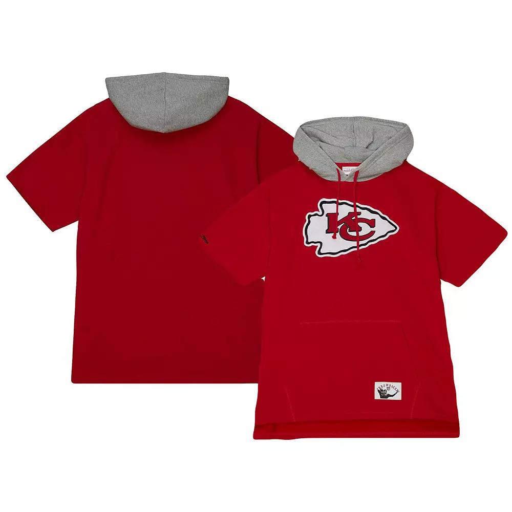 Men's Mitchell & Ness Red Kansas City Chiefs Postgame Short Sleeve Hoodie,  Product Image