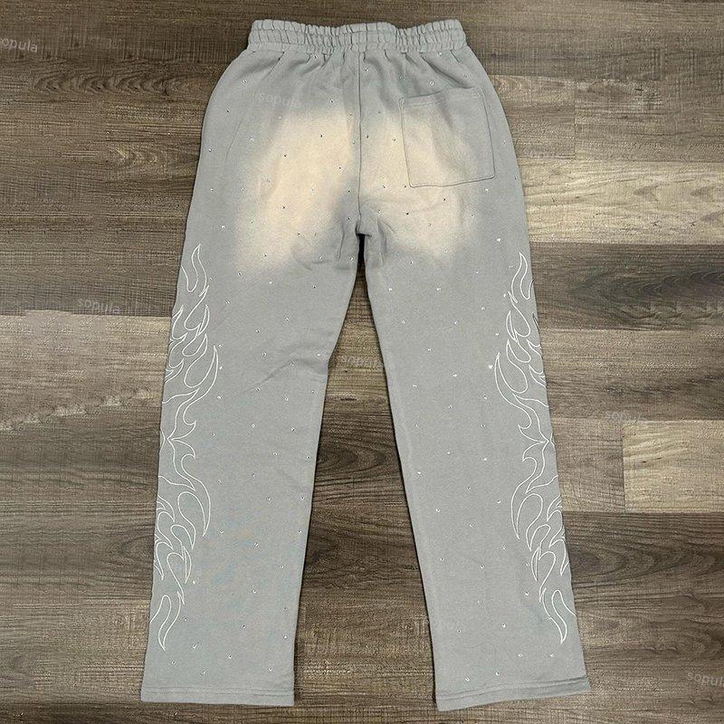 Vintage Polka Dots Fire Painted Flared Sweatpants Product Image