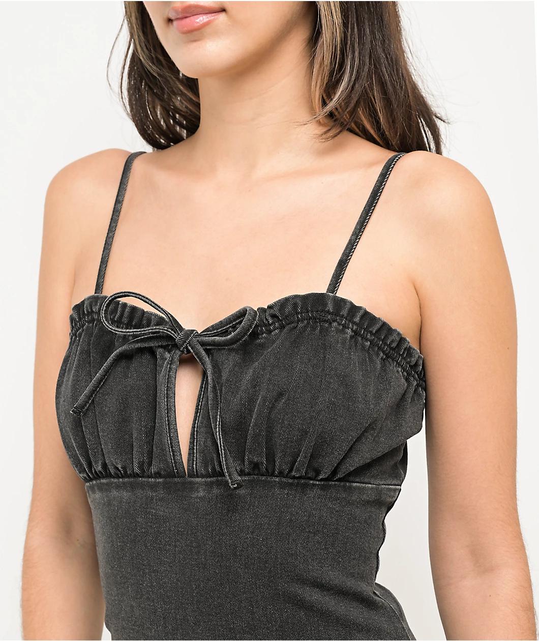 Spicychix Black Denim Mini Dress Product Image