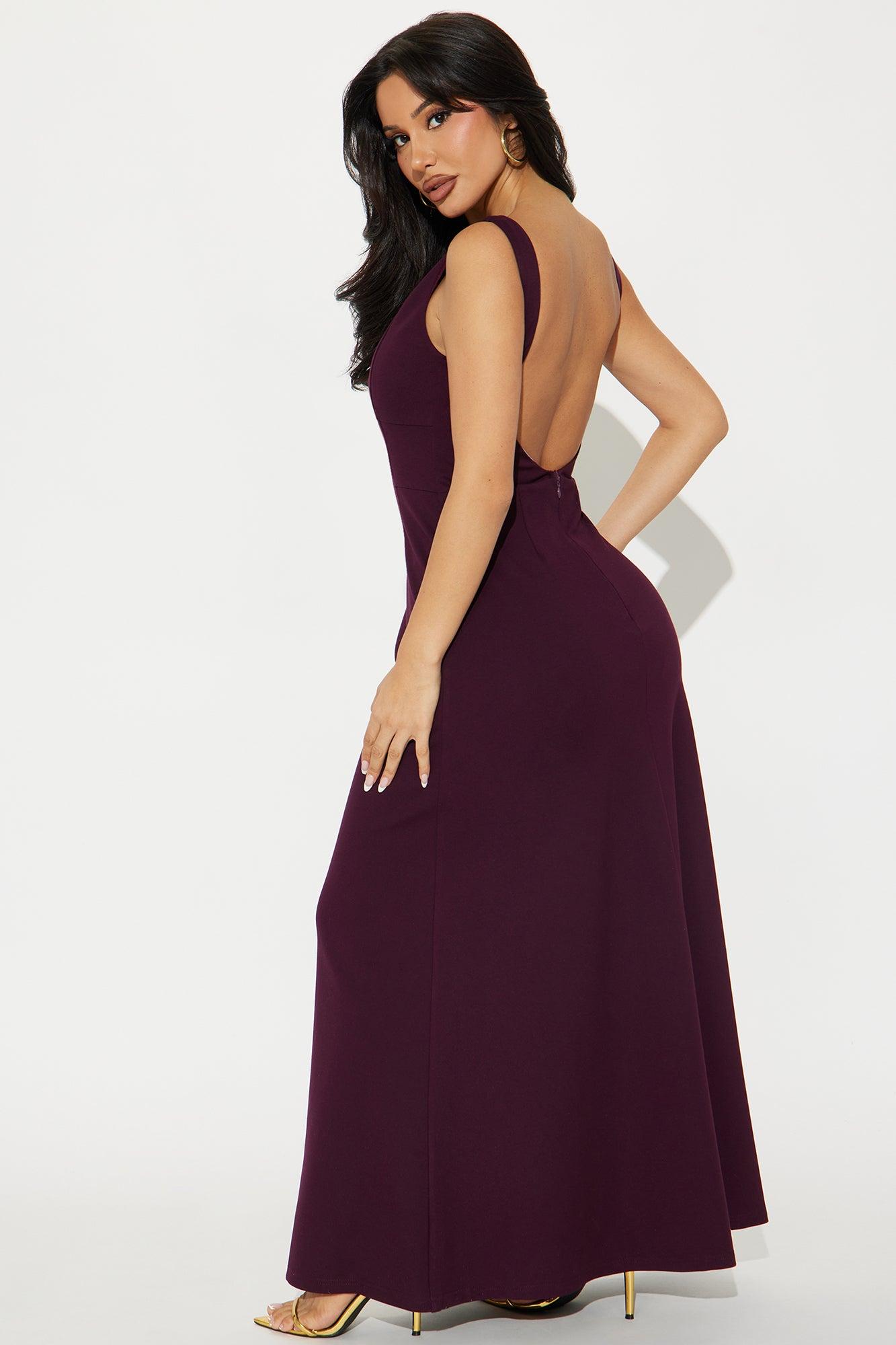 Taylor Backless A Line Maxi Dress - Plum Product Image