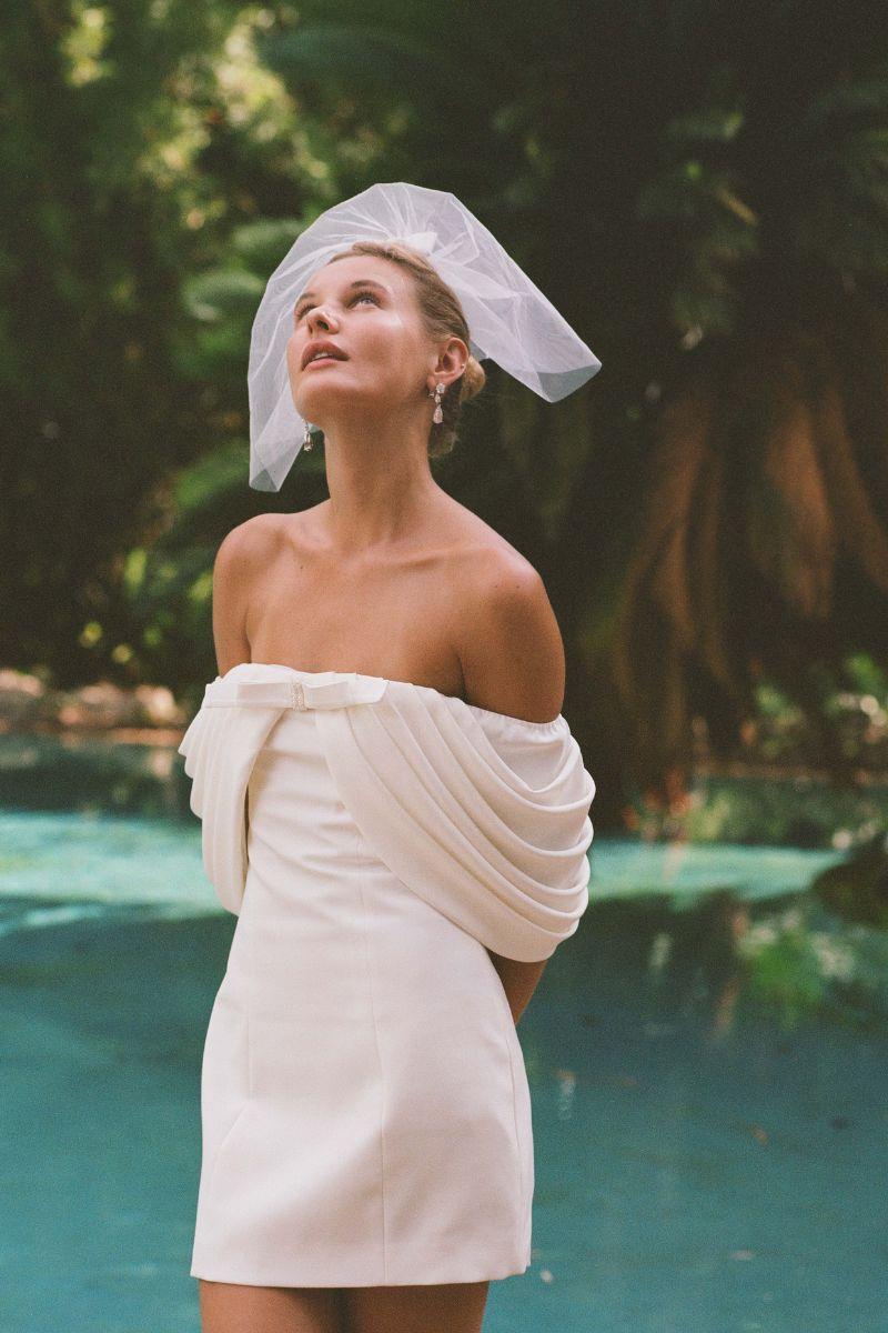 Kate Bow Dress (White) Product Image