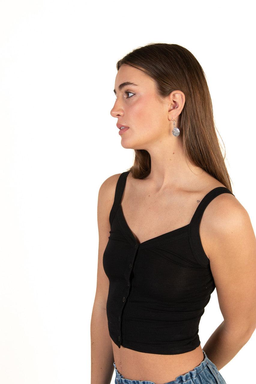 Black Button Down Tank Top Product Image