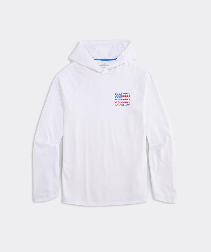 Micro Whale Flag Long-Sleeve Harbor Performance Hoodie Tee Product Image