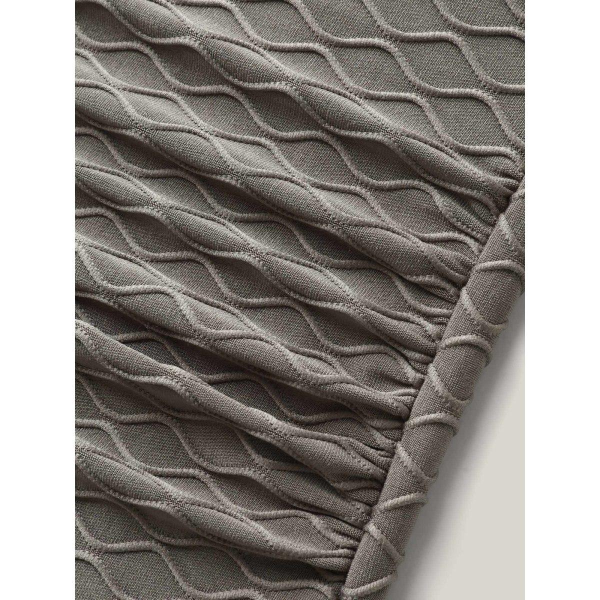 Plus Size Textured Surplice One-Piece Swimsuit Women's Swimwear DimGray Beach Texture Curve Bathing Suits High stretch One Pieces BloomChic 22-24/3X Product Image