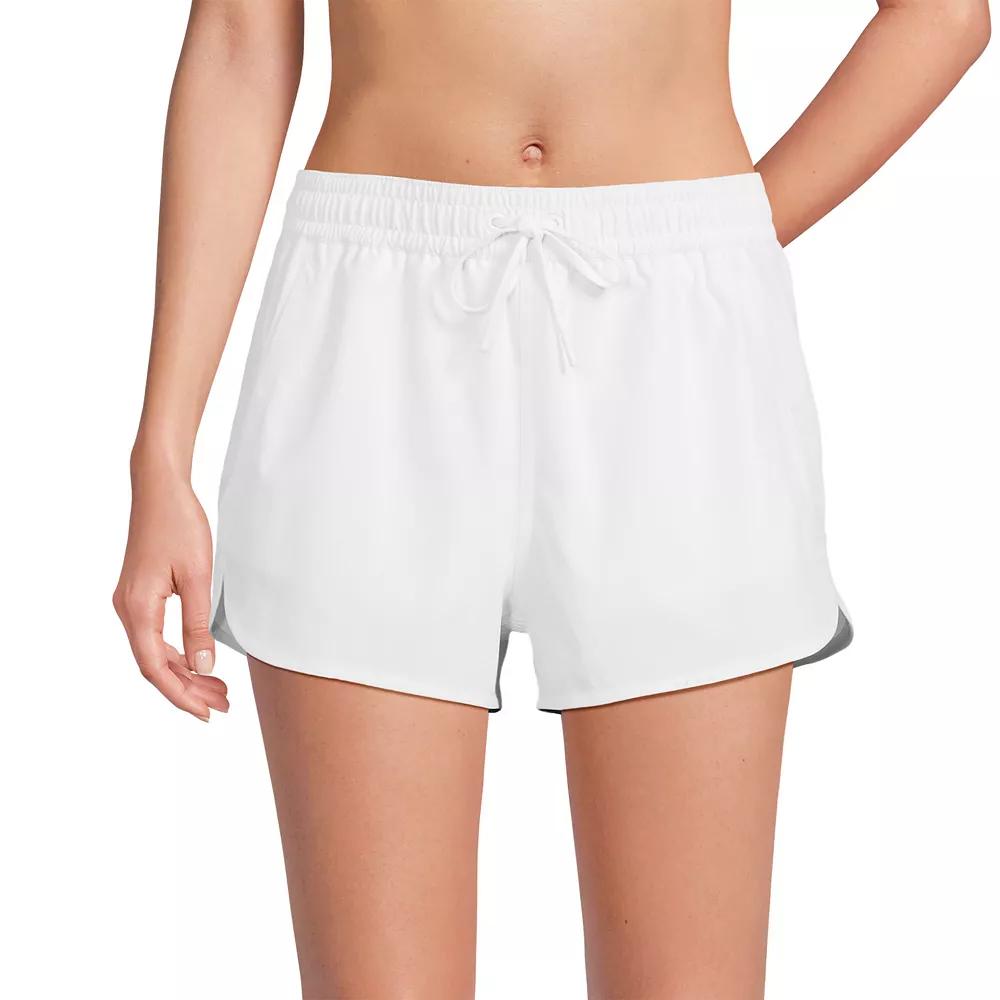 Women's Lands' End Woven Packable Dolphin Hem Swim Cover-Up Shorts,  Product Image