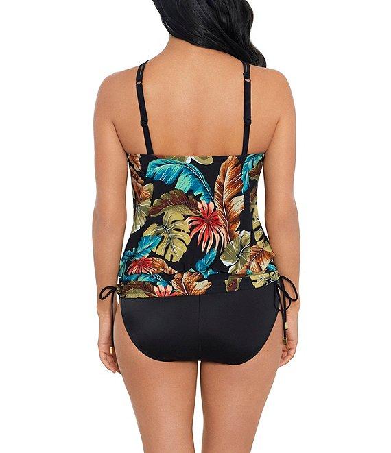 Magicsuit Aloe Susan Tropical Print Underwire Keyhole Highneck Blouson Side Tie One Piece Convertible Swim Dress Product Image
