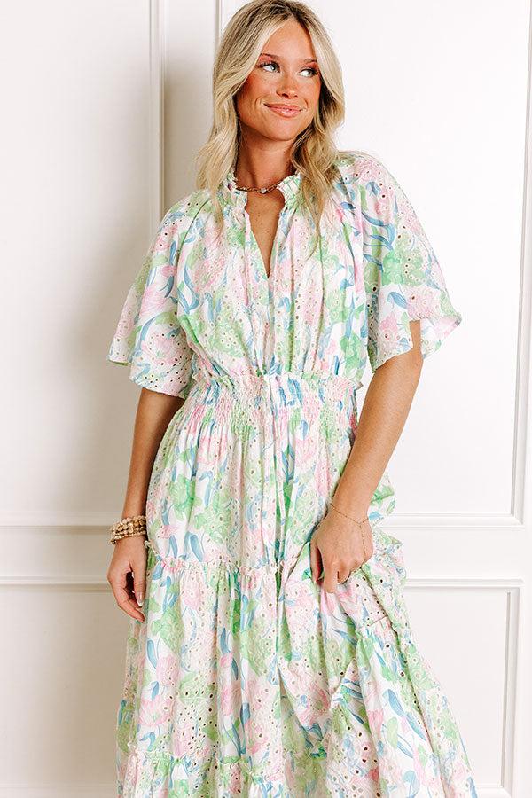 Picking Tulips Floral Eyelet Midi Dress Product Image