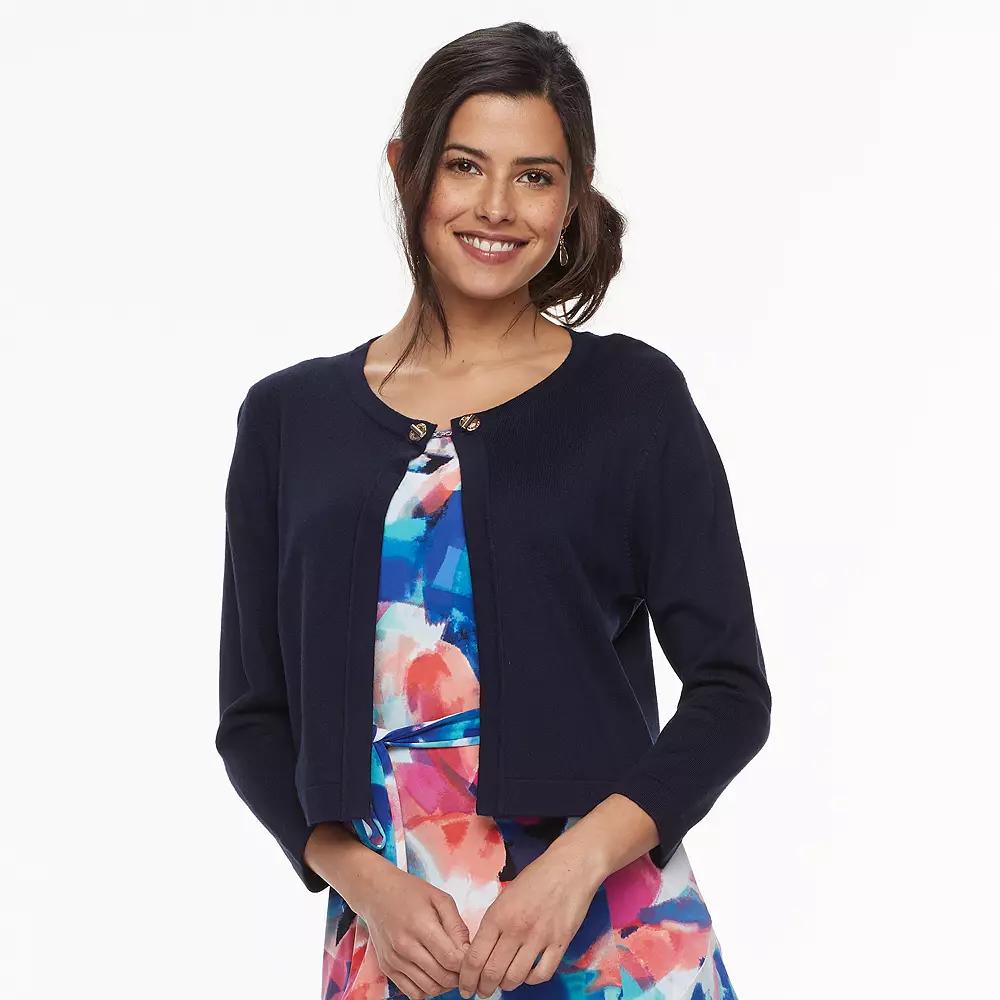 Women's Nina Leonard Chain-Detail Crop Bolero, Size: Small, Blue Product Image