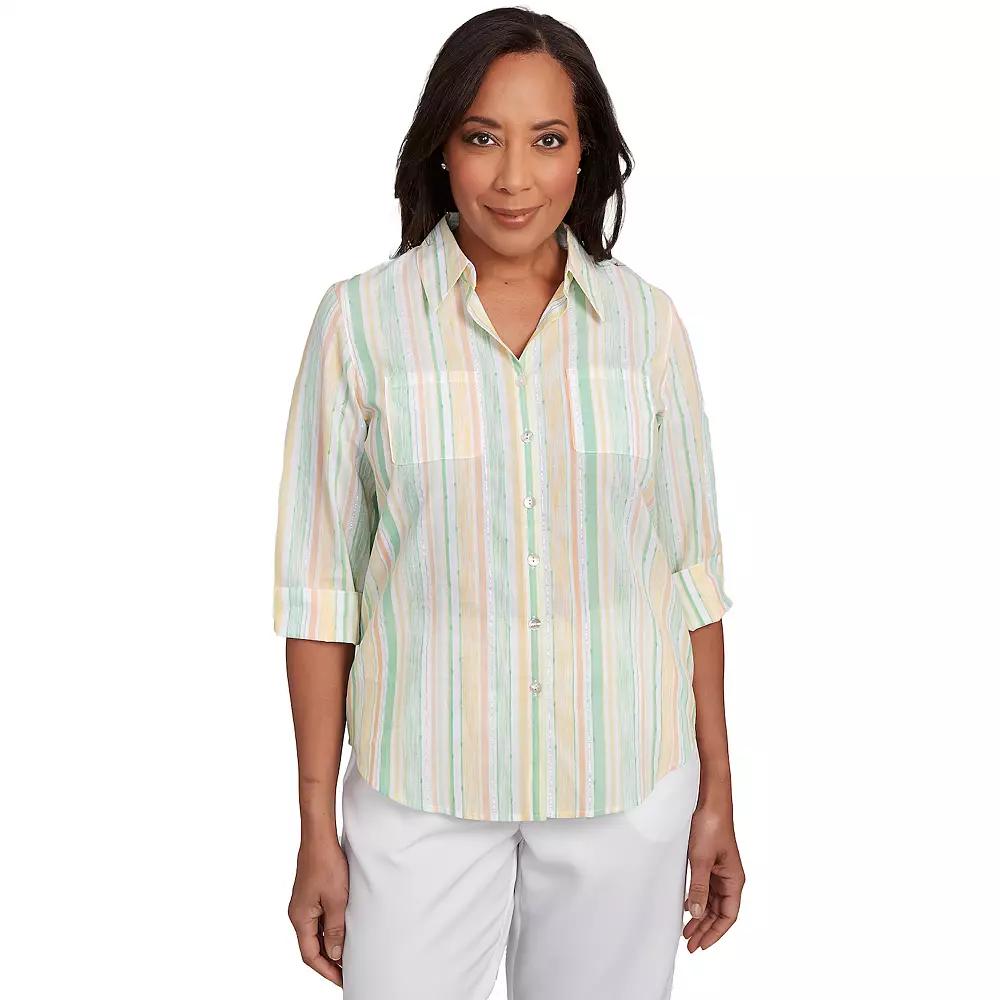 Women's Alfred Dunner Woven Button-Down Top,  Product Image