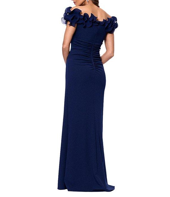 Xscape Scuba Crepe Off-The-Shoulder Neck Short Sleeve Sheath Gown Product Image