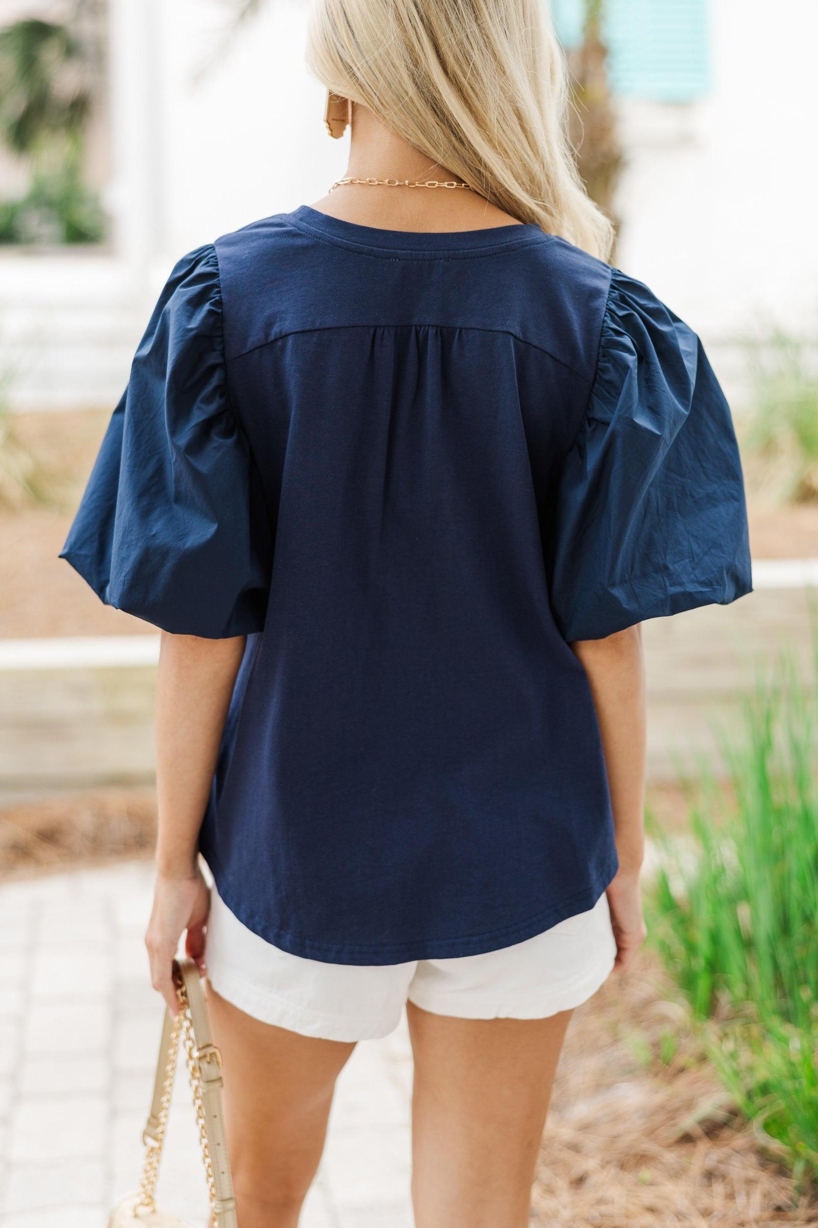 Lovely New Day Navy Blue Blouse Female Product Image