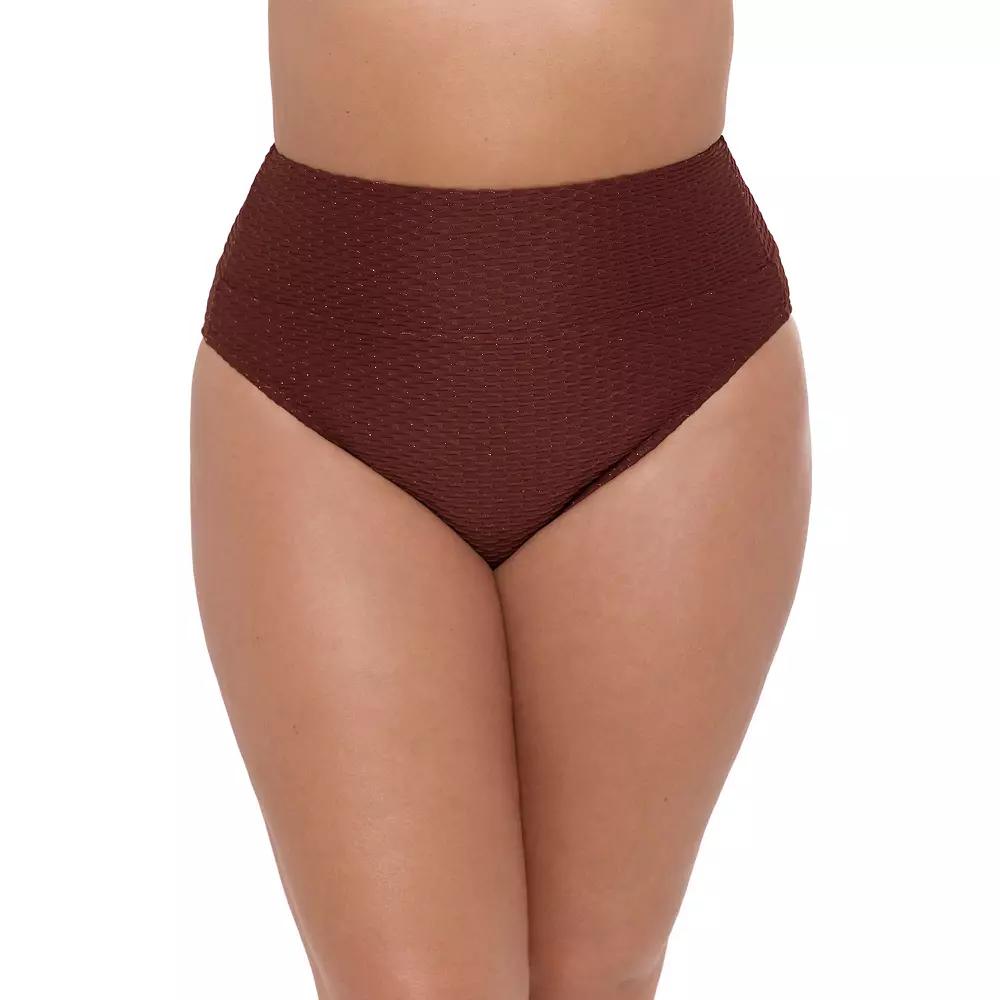 Women’s S3 Swim Smoothing Grid Texture Ultra Banded High Waist Bottoms, Women's,  Product Image