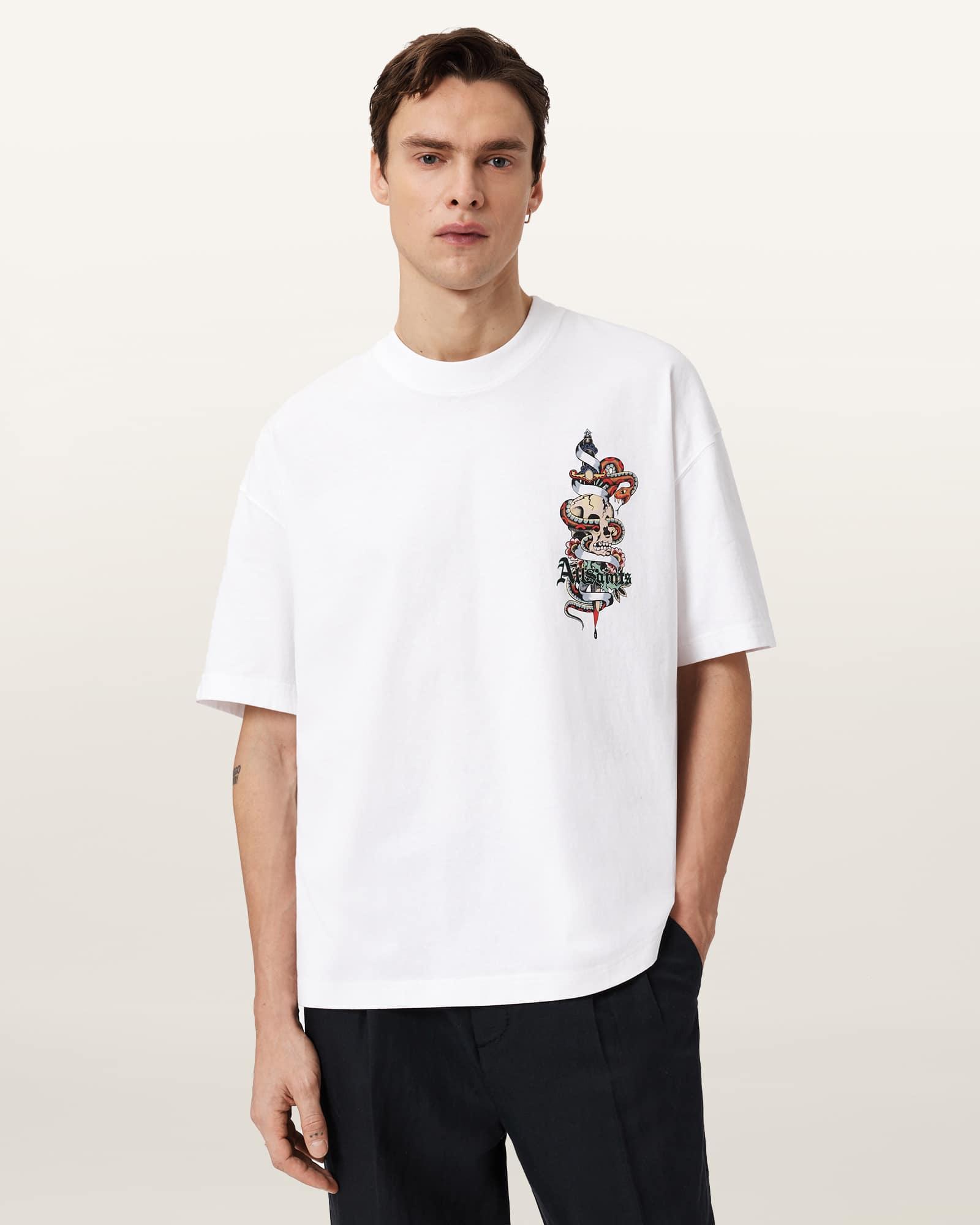 Blade Oversized Graphic T-Shirt Optic White | ALLSAINTS US Product Image