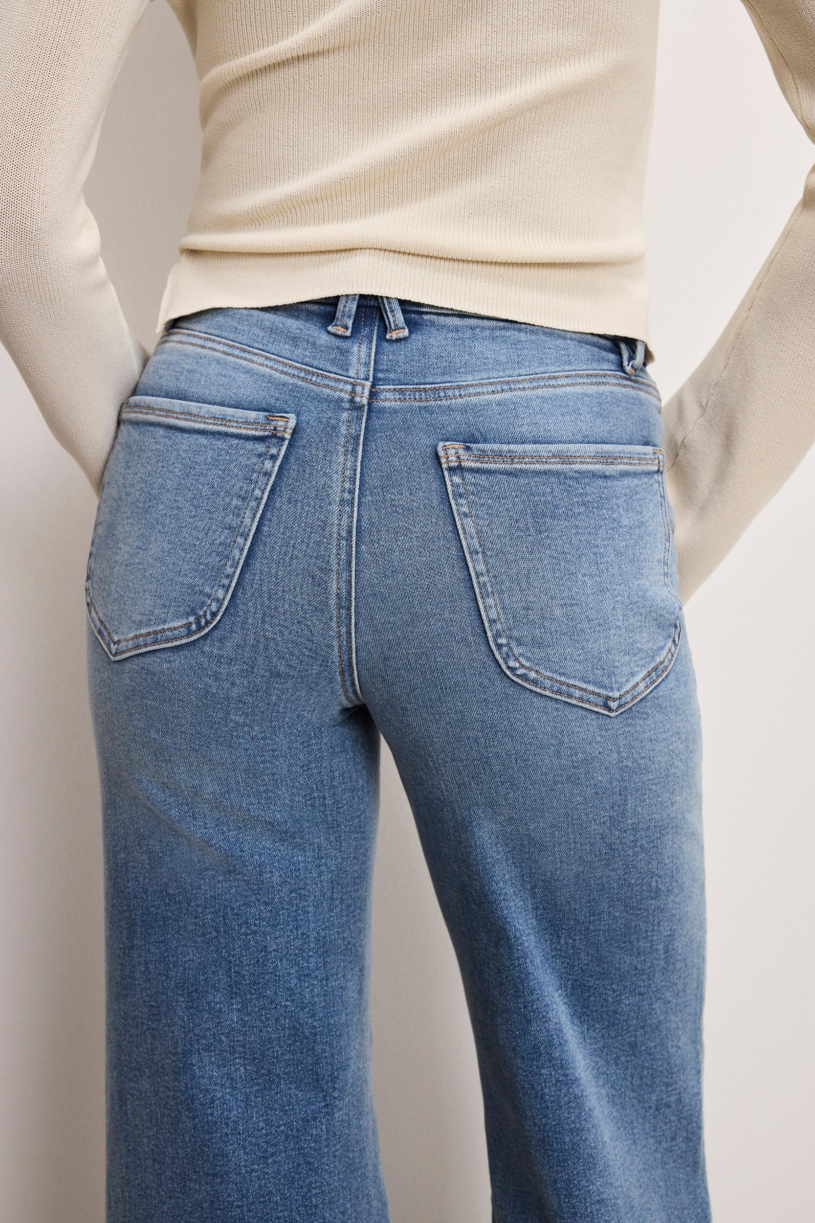 GOOD WAIST PALAZZO COMPRESSION JEANS | INDIGO837 Product Image