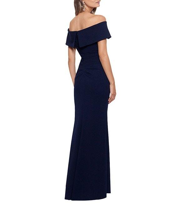 Xscape Stretch Off-the-Shoulder Short Sleeve Gown Product Image