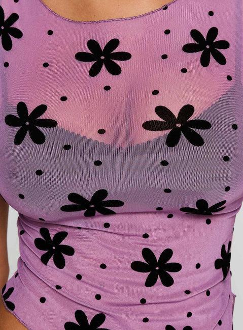 Avelaine Mesh Top Mauve Product Image