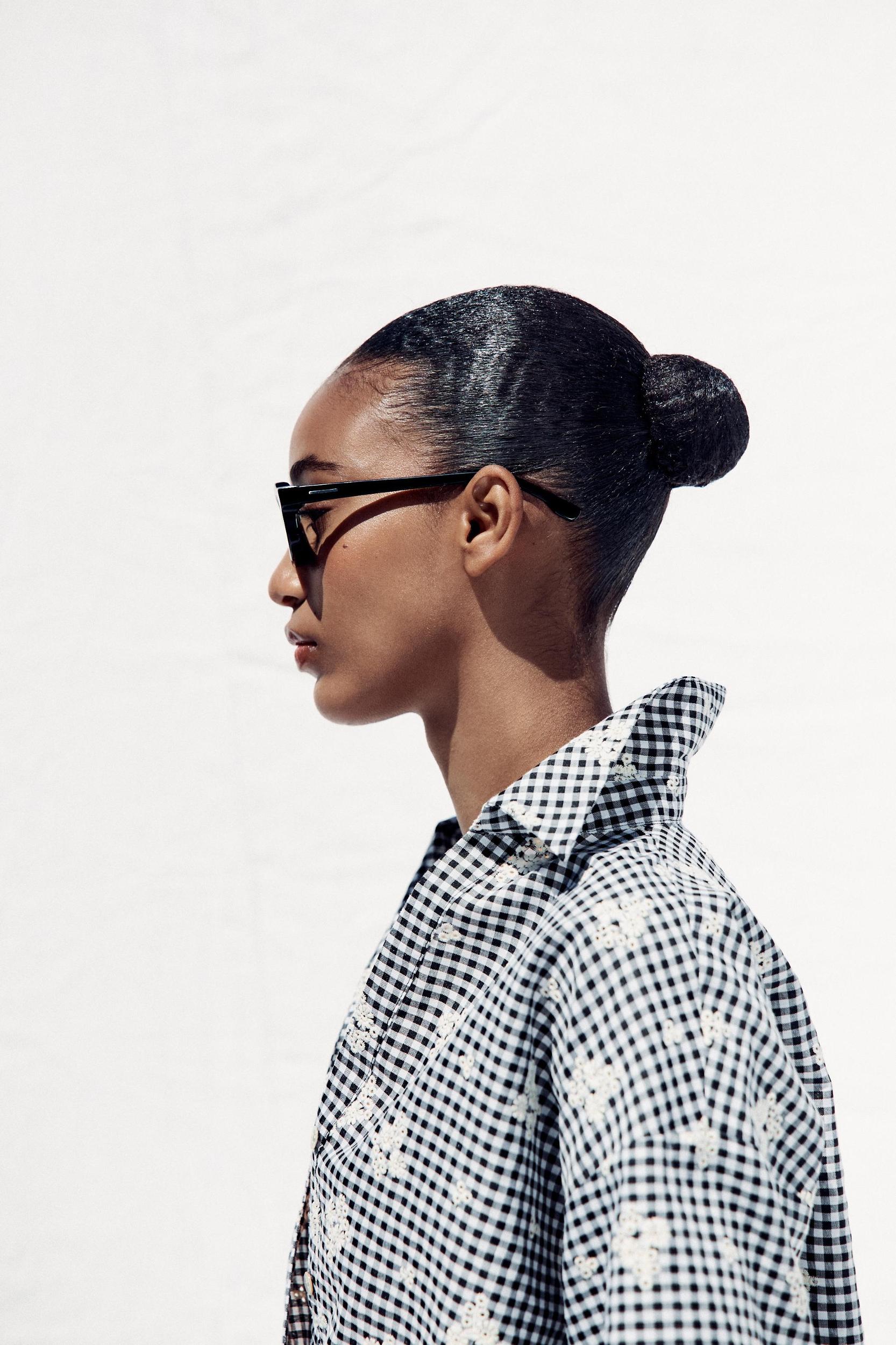 GINGHAM CULOTTES WITH EMBROIDERY Product Image