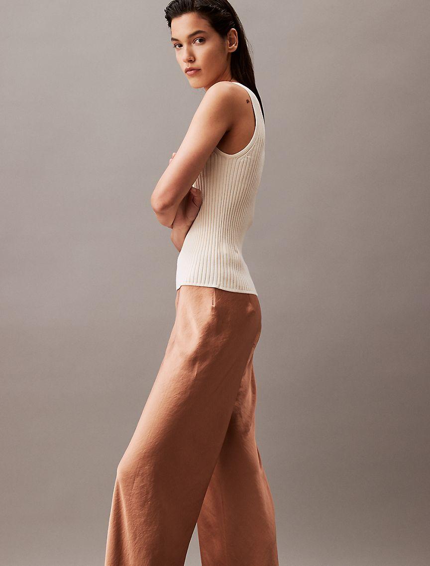 Crushed Satin Wide Leg Pants Product Image