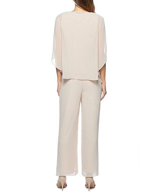 Marina Keyhole V-Neck Chiffon 3/4 Sleeve 3-Piece Pant Set Product Image