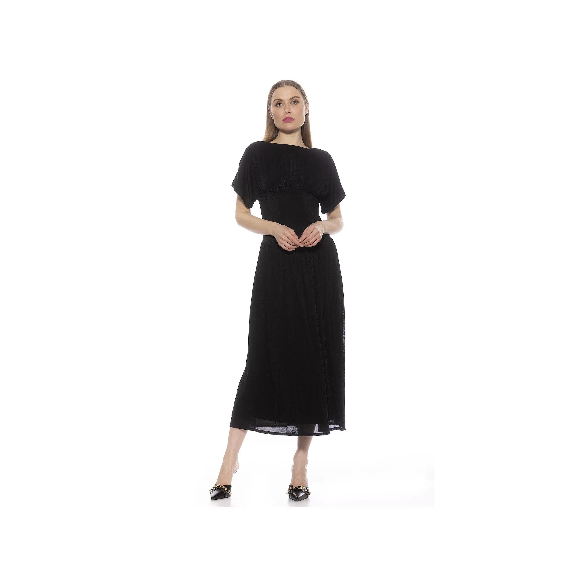 Women's ALEXIA ADMOR Luna Draped Dolman Sleeve Tea Length Dress,  Product Image