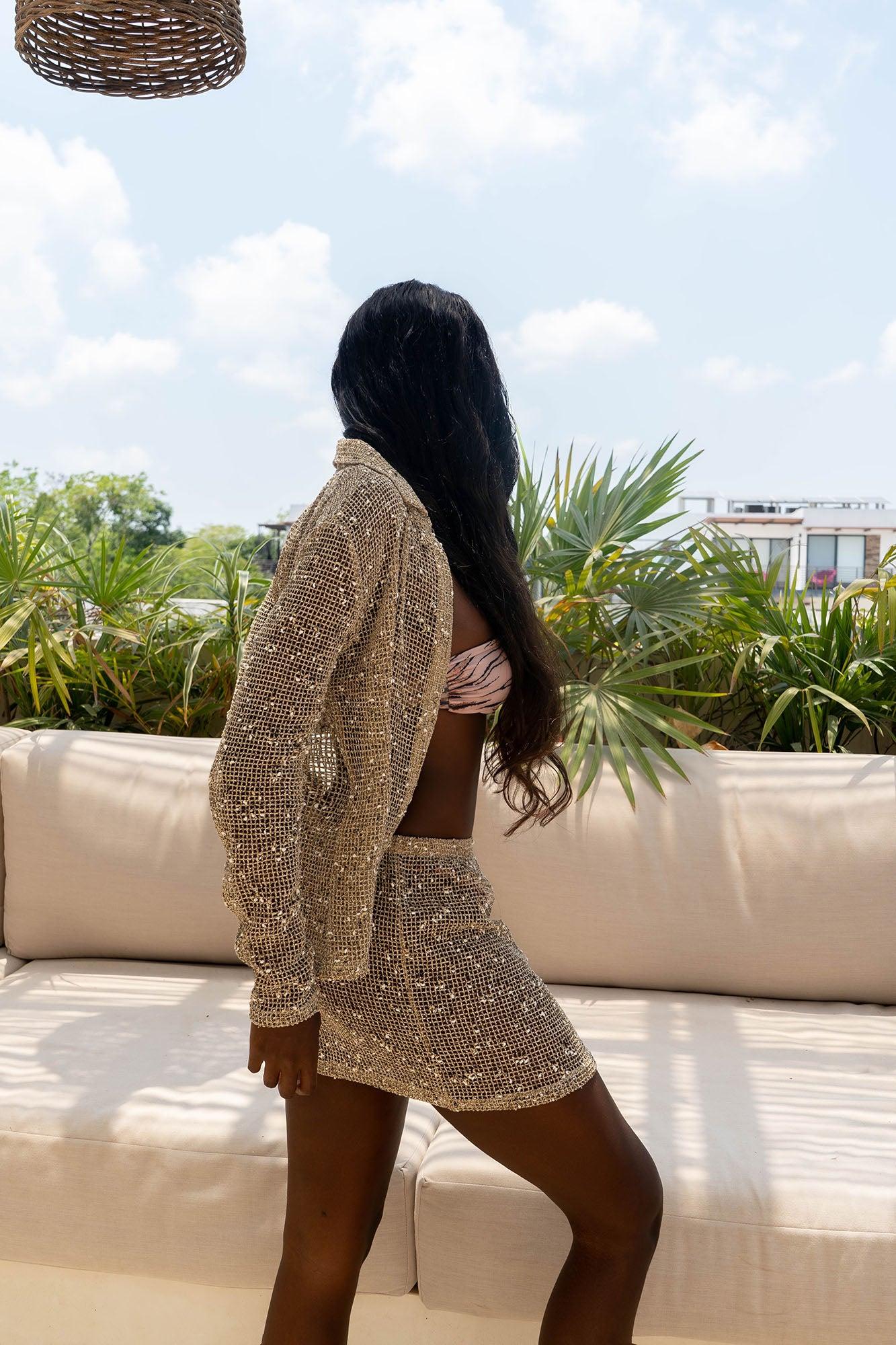 Playa Vista Crochet Cover Up Skirt - Brown/combo Product Image