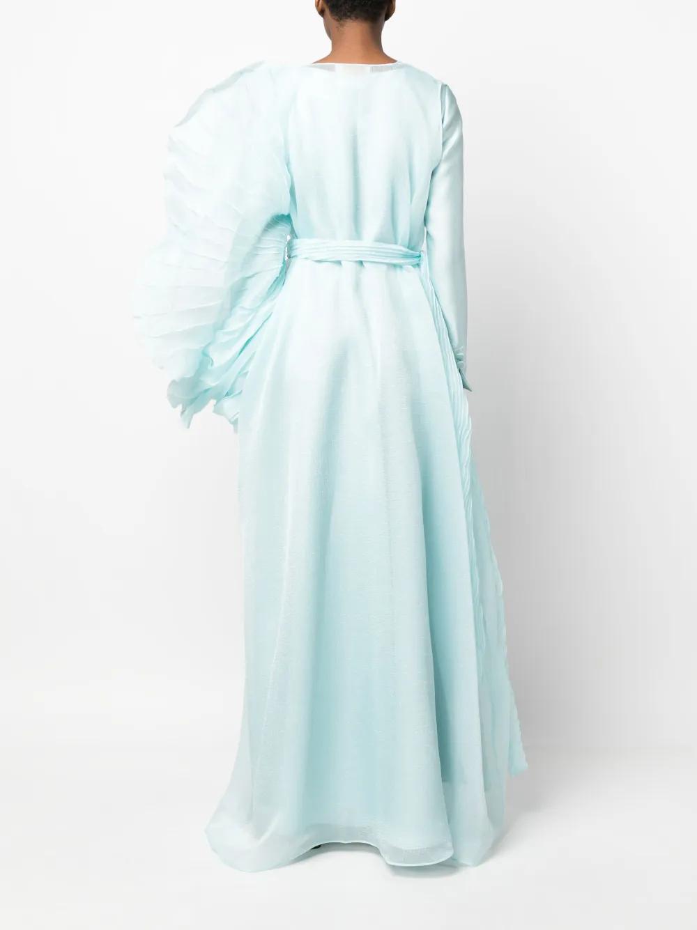 puff-sleeve pleated gown Product Image
