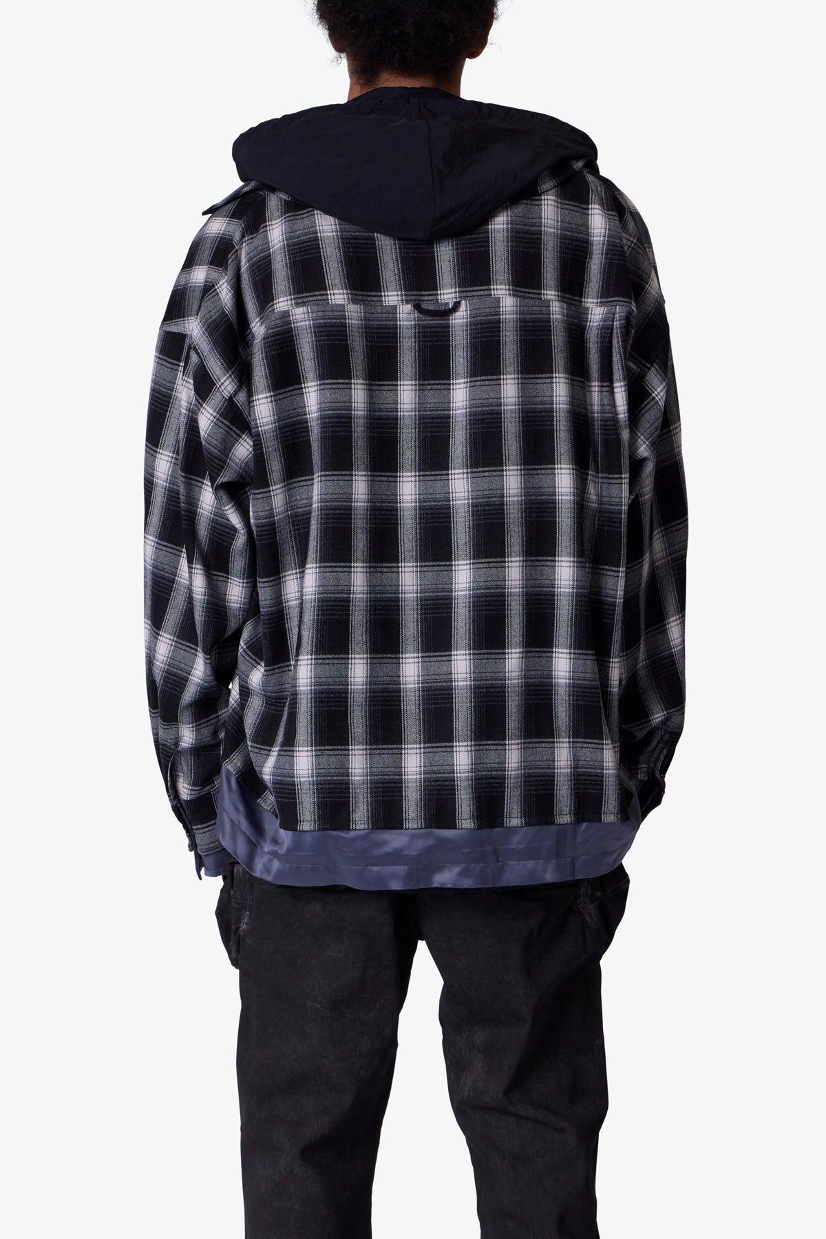 Zipped Up Flannel Jacket - Black Product Image