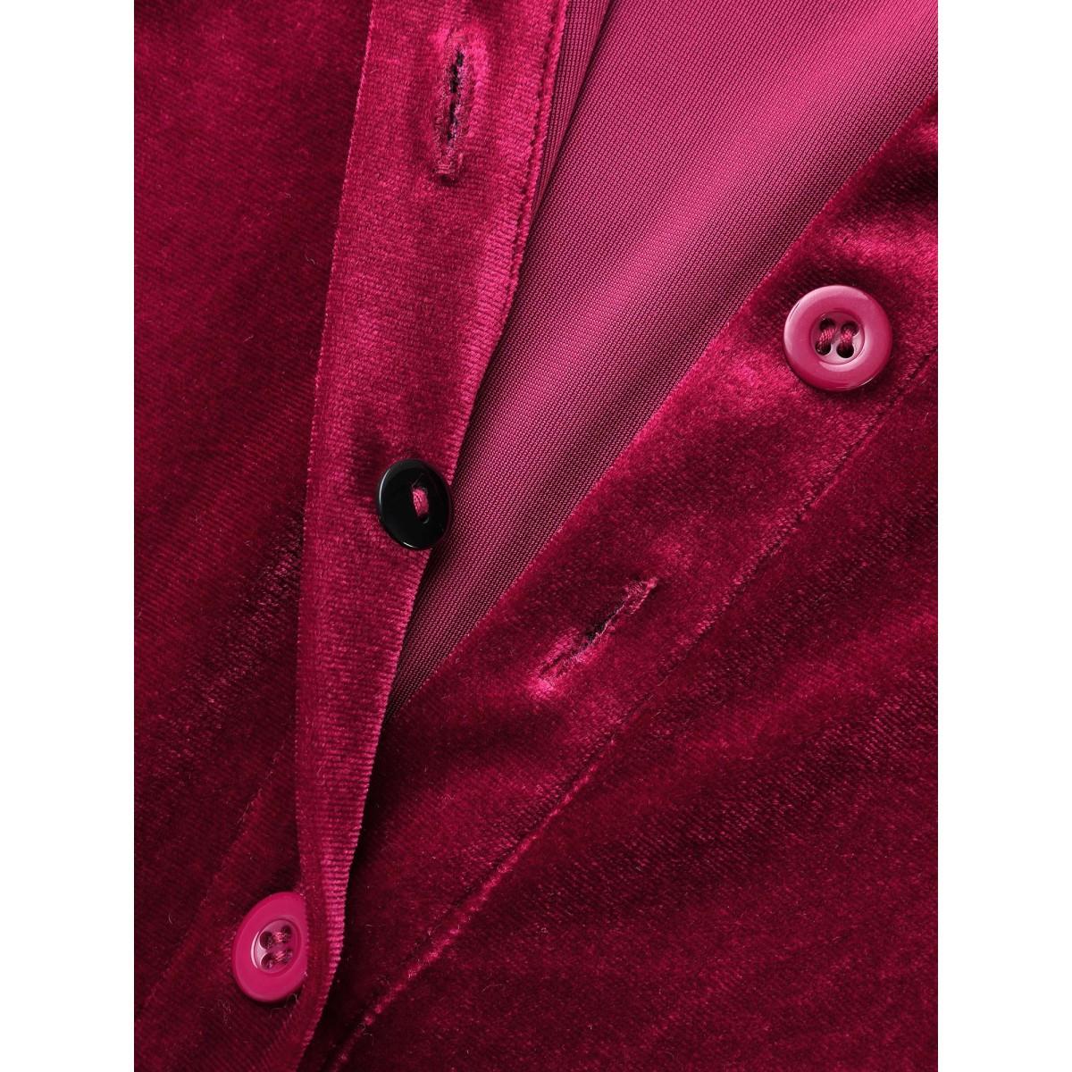 Plus Size Shimmery Embellishments Shirt Collar Midi Dress Burgundy Women Cocktail Texture Shirt collar Long Sleeve Curvy BloomChic 14-16/1X Product Image