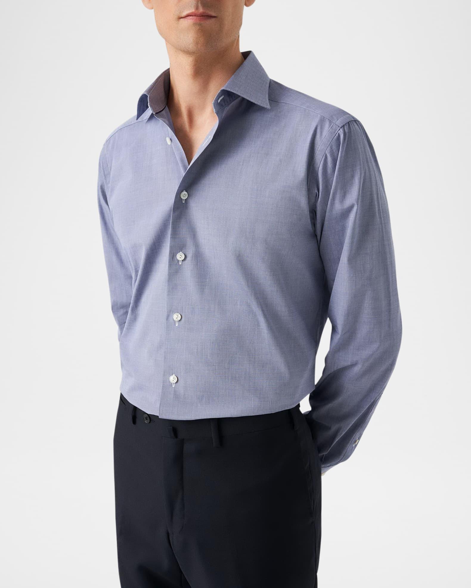 Men's Elevated Chambray Poplin Contemporary-Fit Dress Shirt Product Image