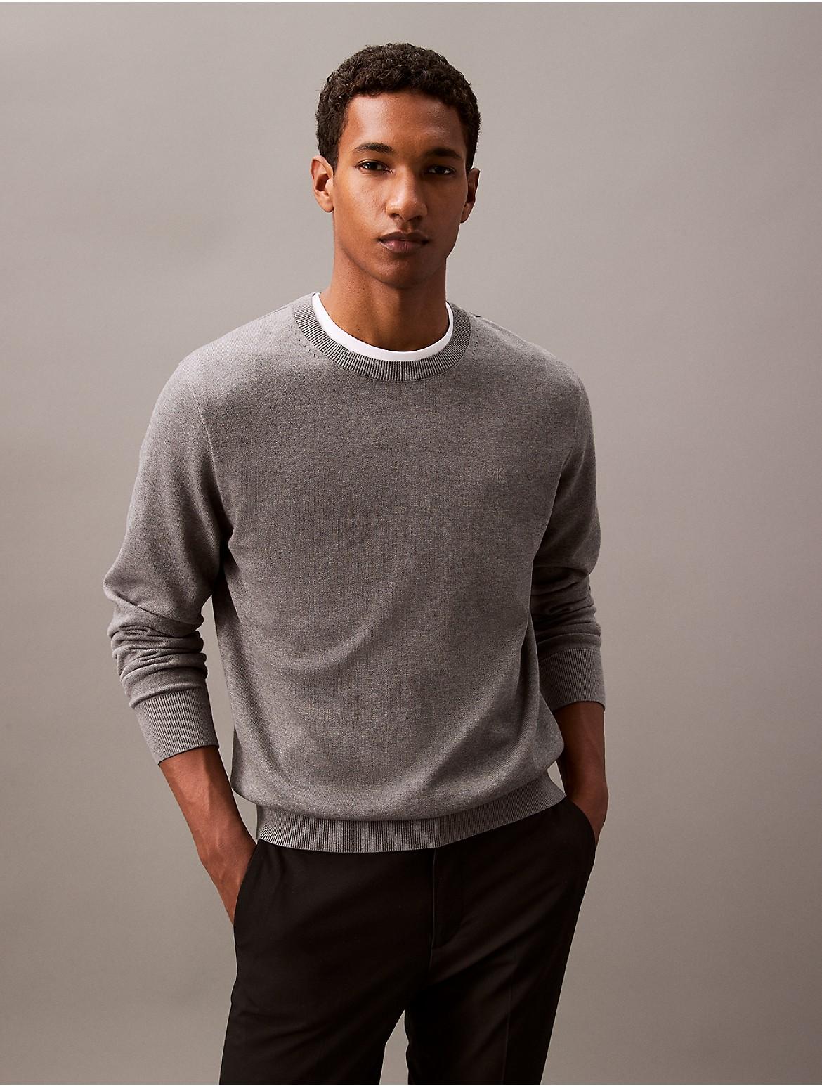 Calvin Klein Mens Smooth Cotton Sweater - Grey Product Image