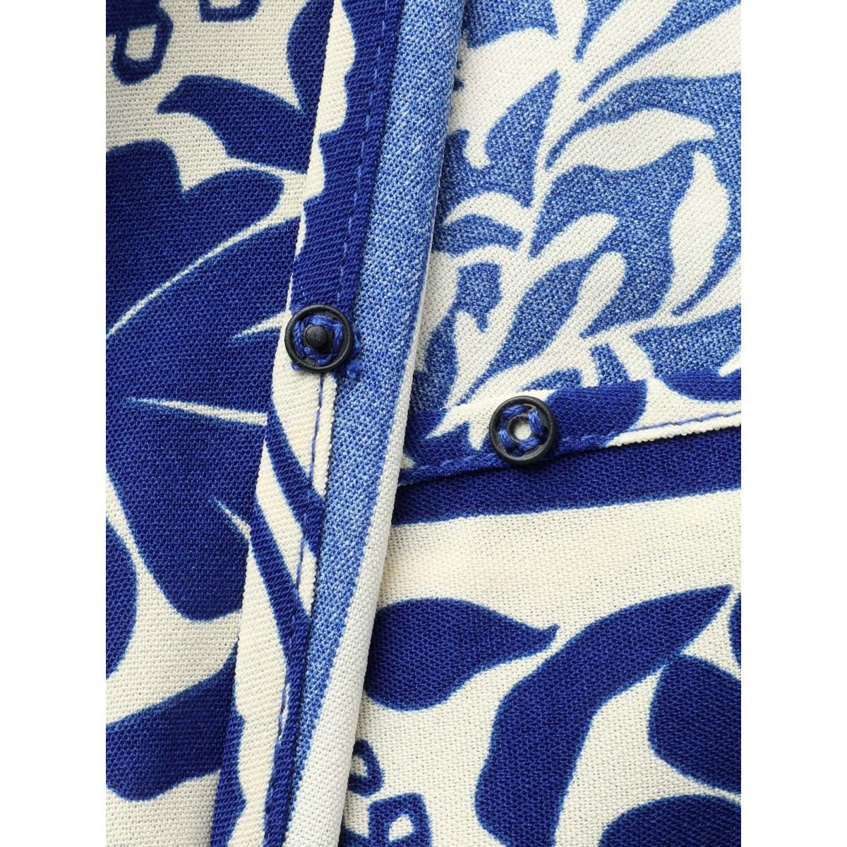 Plus Size Boho Print Shirred Pockets Midi Dress DarkBlue Women V-neck Sleeveless Curvy BloomChic 18-20/2X Product Image