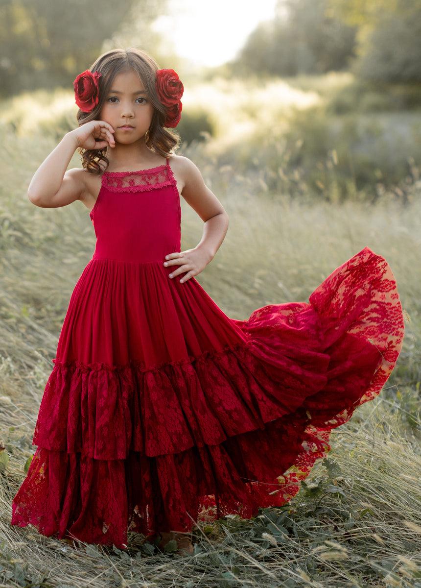 Catrin Dress in Crimson Girls Product Image