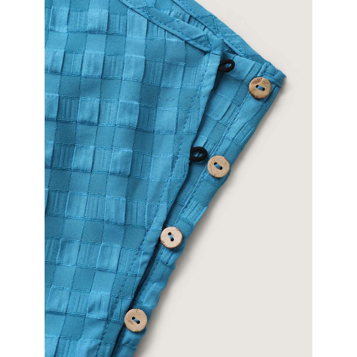 Plus Size Cerulean Textured Plaid Pleated Cami Jumpsuit Women Sleeveless Square Neck Everyday-Casual Loose Jumpsuits BloomChic 28/5X Product Image