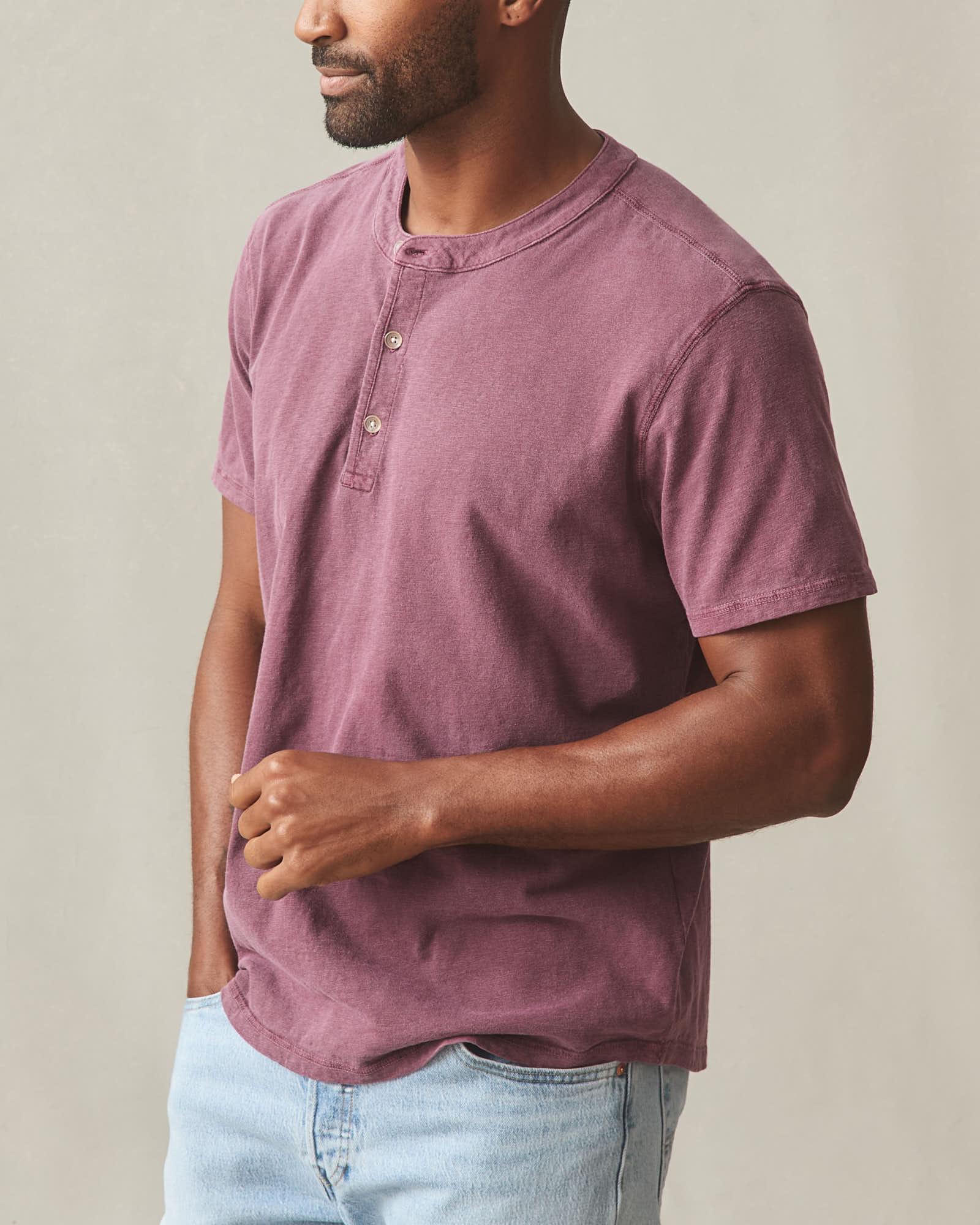 Men's Broken-In Premium Slub Henley - Washed Zinfandel Male Product Image