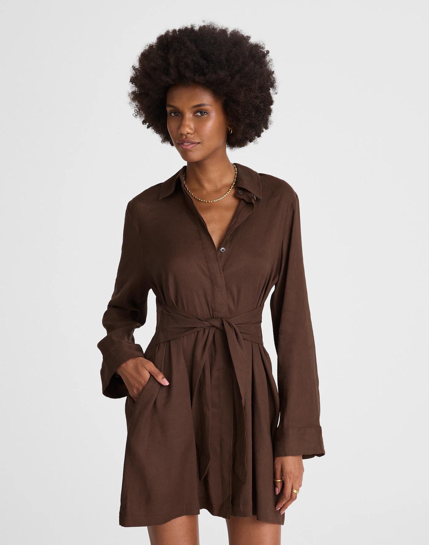 Tie-Front Shirtdress Product Image