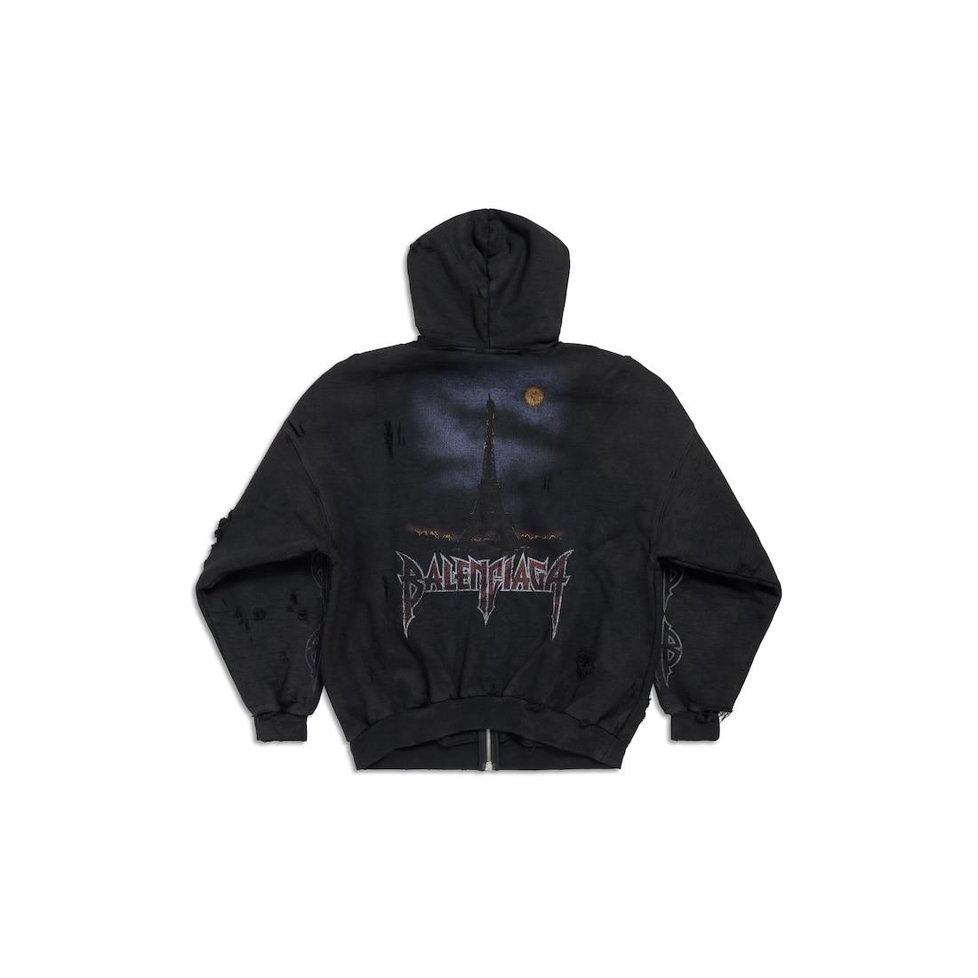 Paris Moon Outerwear Zip-up Hoodie Oversized in Black Faded Product Image