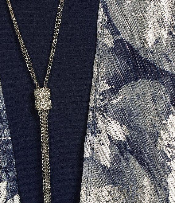 R & M Richards 3/4 Sleeve Crew Neck Crinkle Foil 2-Piece Jacket Dress Product Image