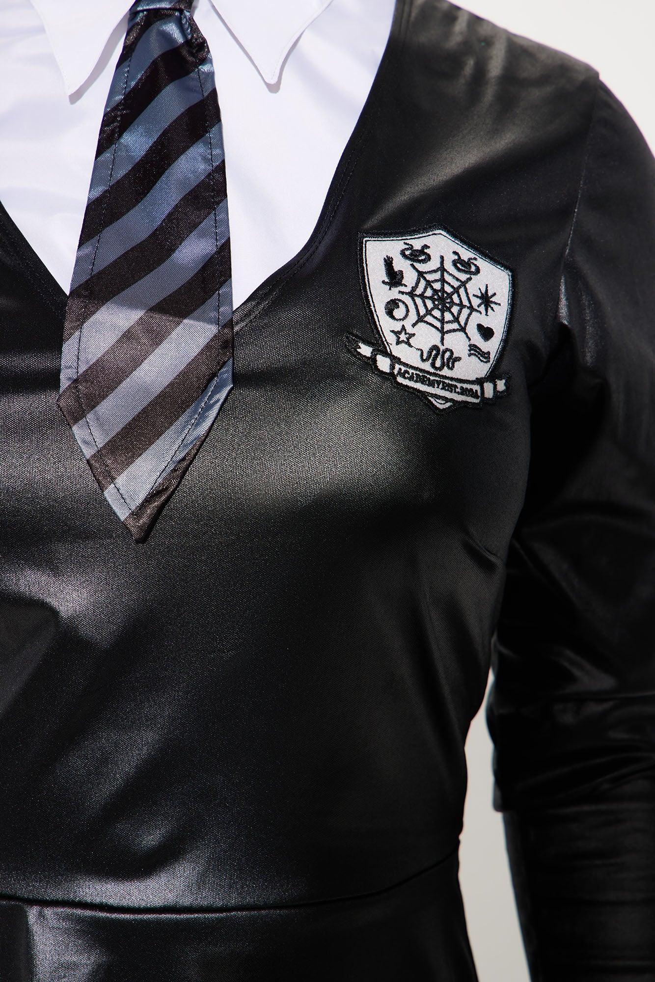 Goth Student Uniform 3 Piece Costume Set - Black/White Product Image