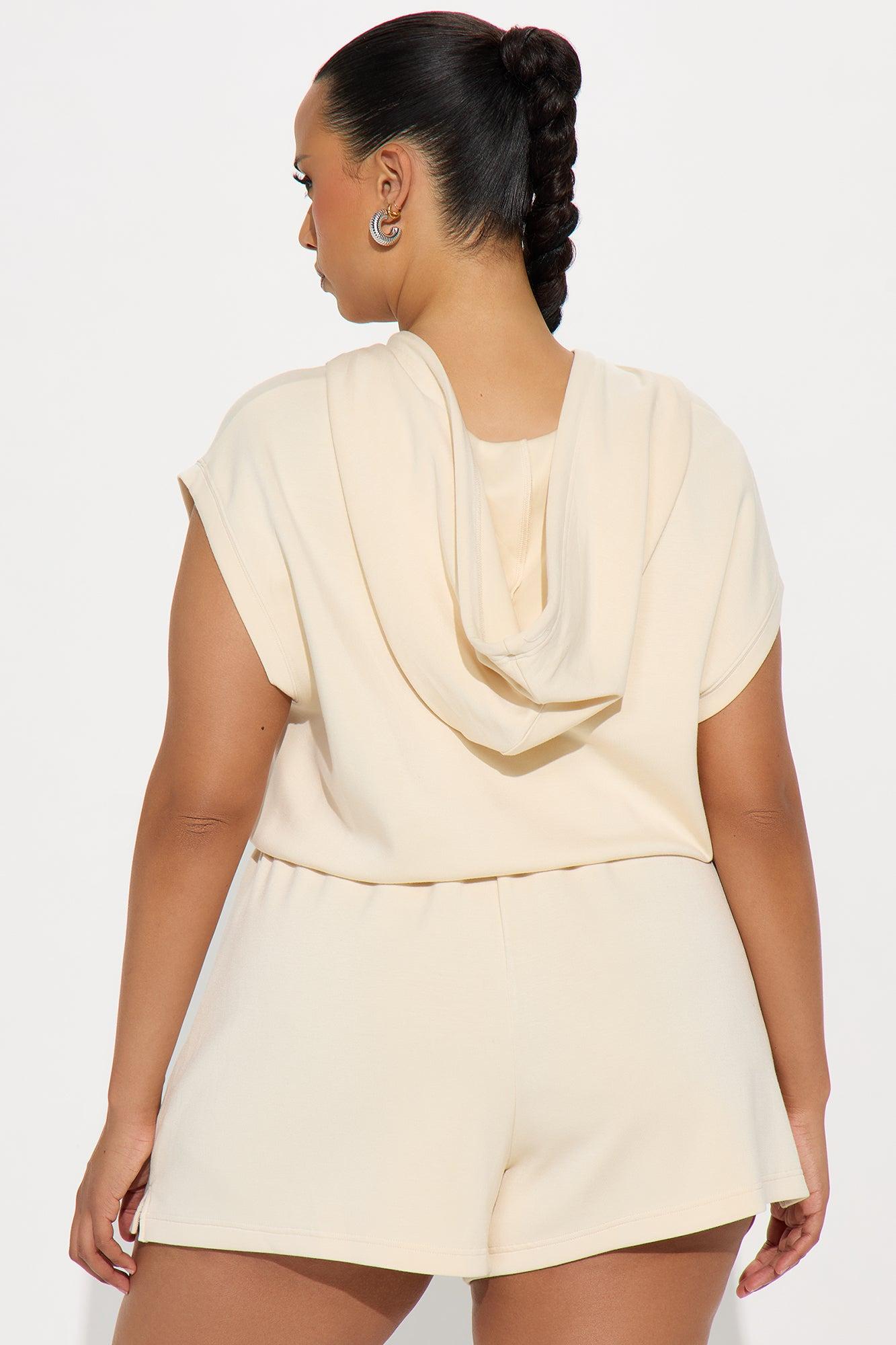 Running Errands Short Sleeve Romper - Cream Product Image