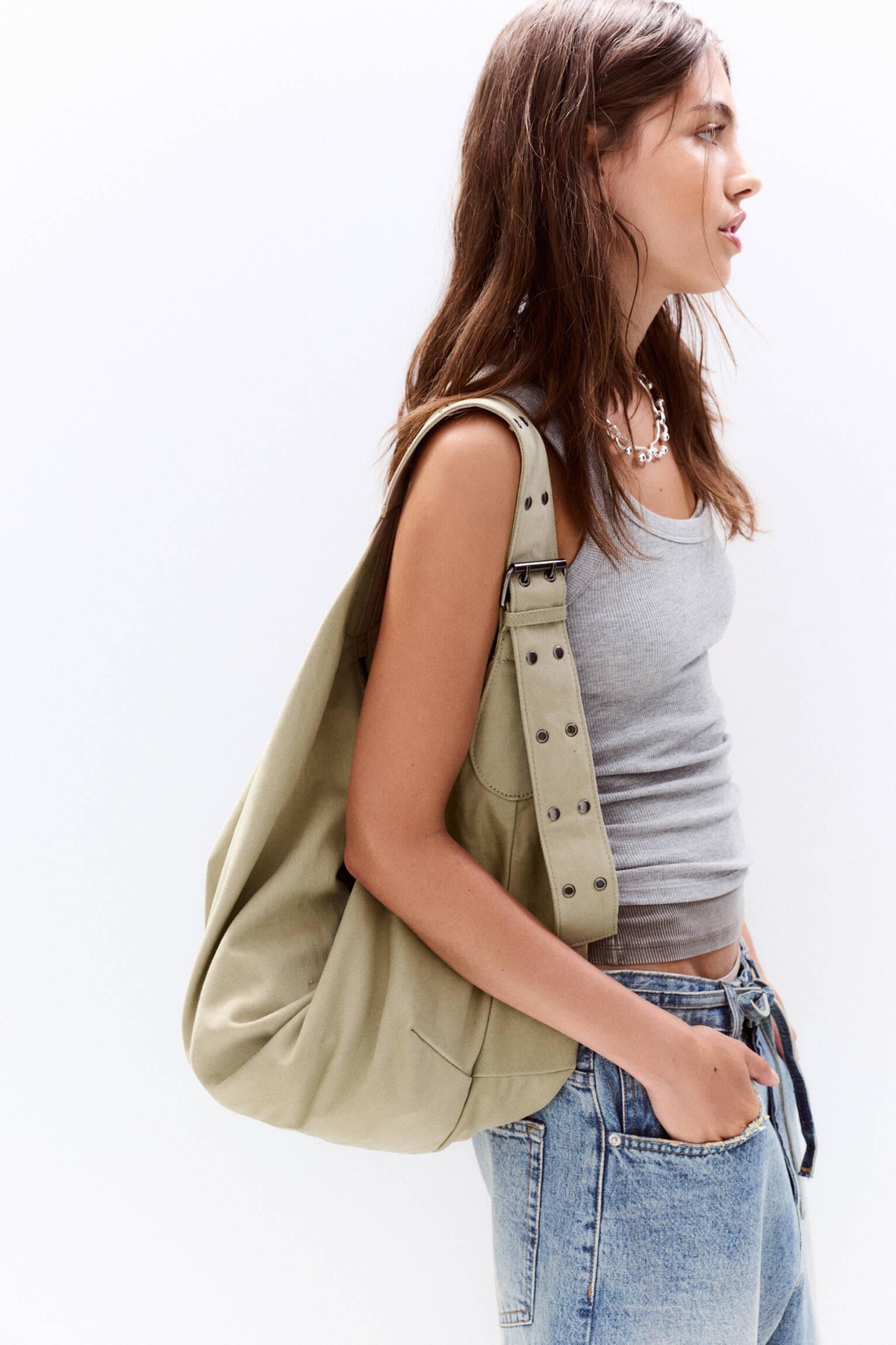 Canvas shopper bag with buckle Product Image