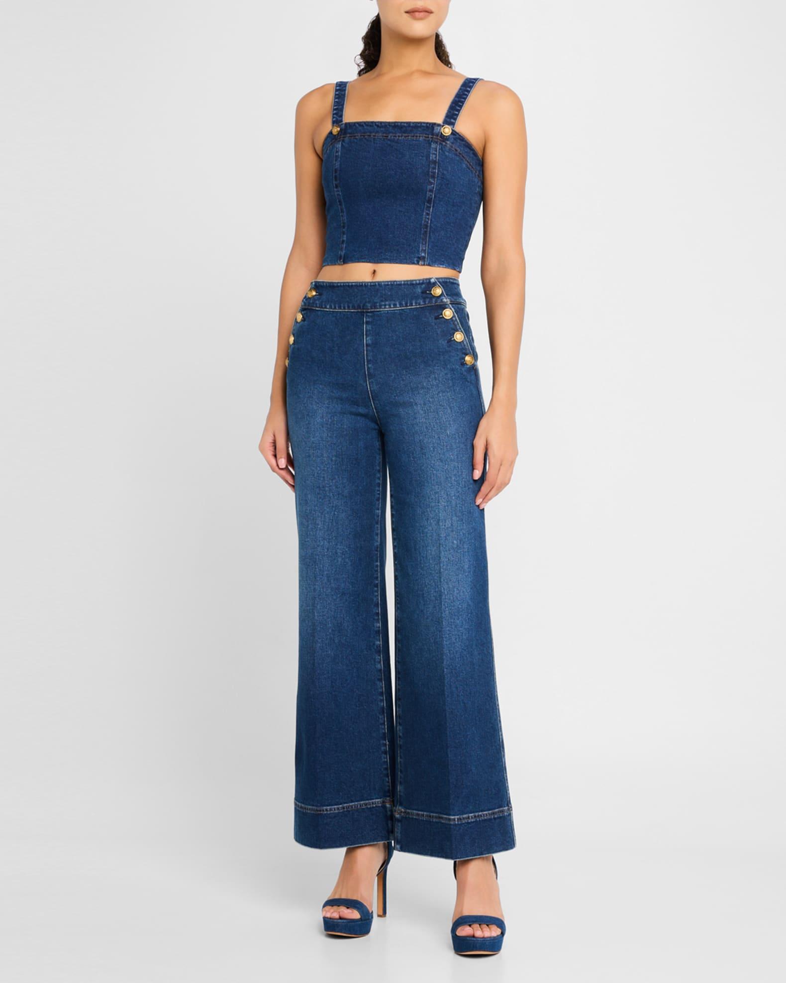 Sue Denim Bustier Cropped Top Product Image